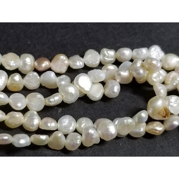 Luxury 5 Strand Pearl Necklace 30 IN & stamped 14k gold filigree clasps VTG Lux - Picture 2 of 15